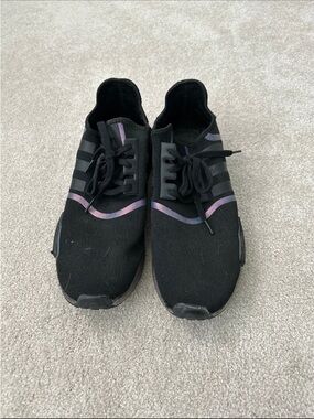 Adidas Black NMDs with Iridescent Purple Accent